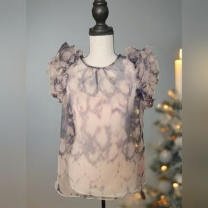 Rachel Zoe Sheer Ruffled Blouse And Under Top Sz S